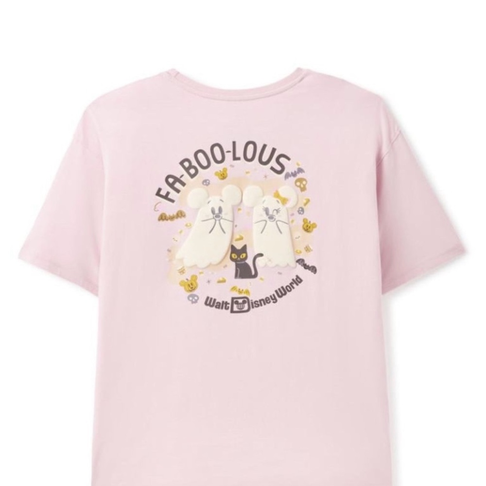Disney Parks 2025 Halloween Mickey & Minnie Faboolous Pink Ghosts Shirt Size M